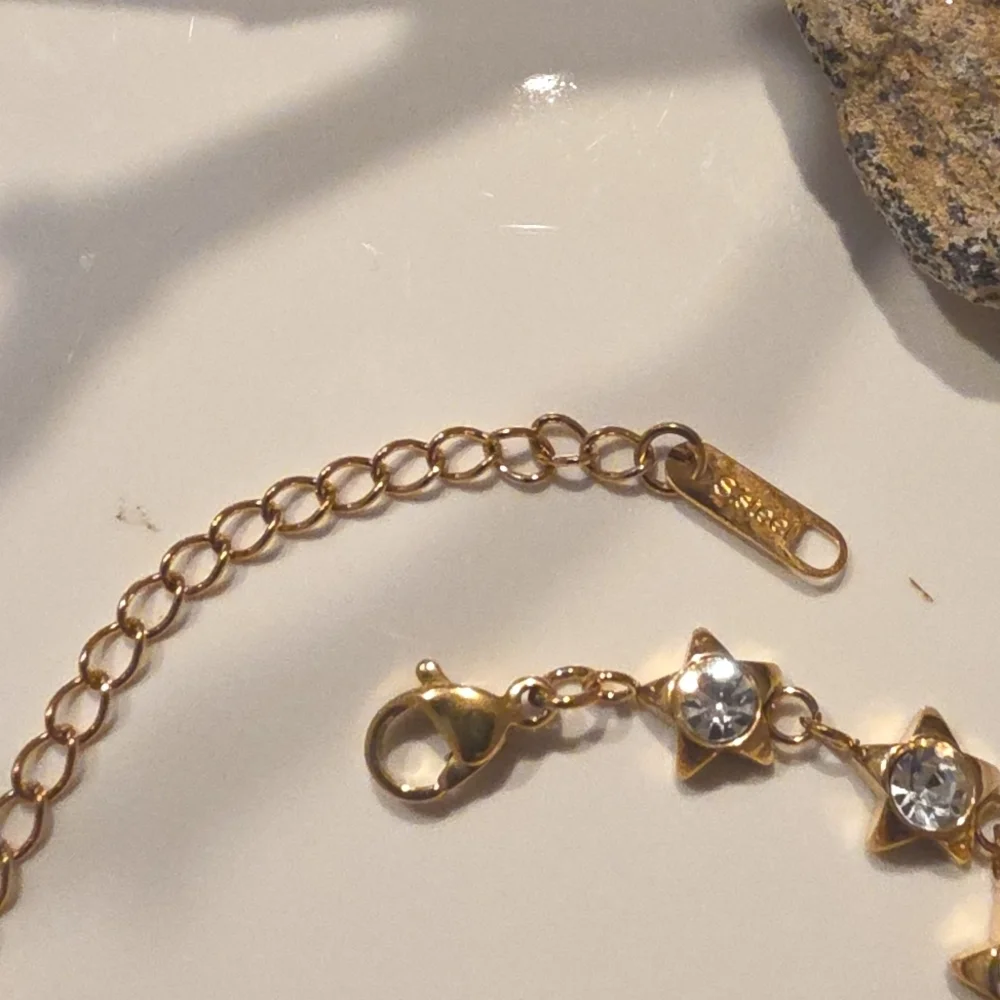 Star Cubic Zirconia 18k Gold Ss Link Bracelet | NWOT - Picture 3 of 7